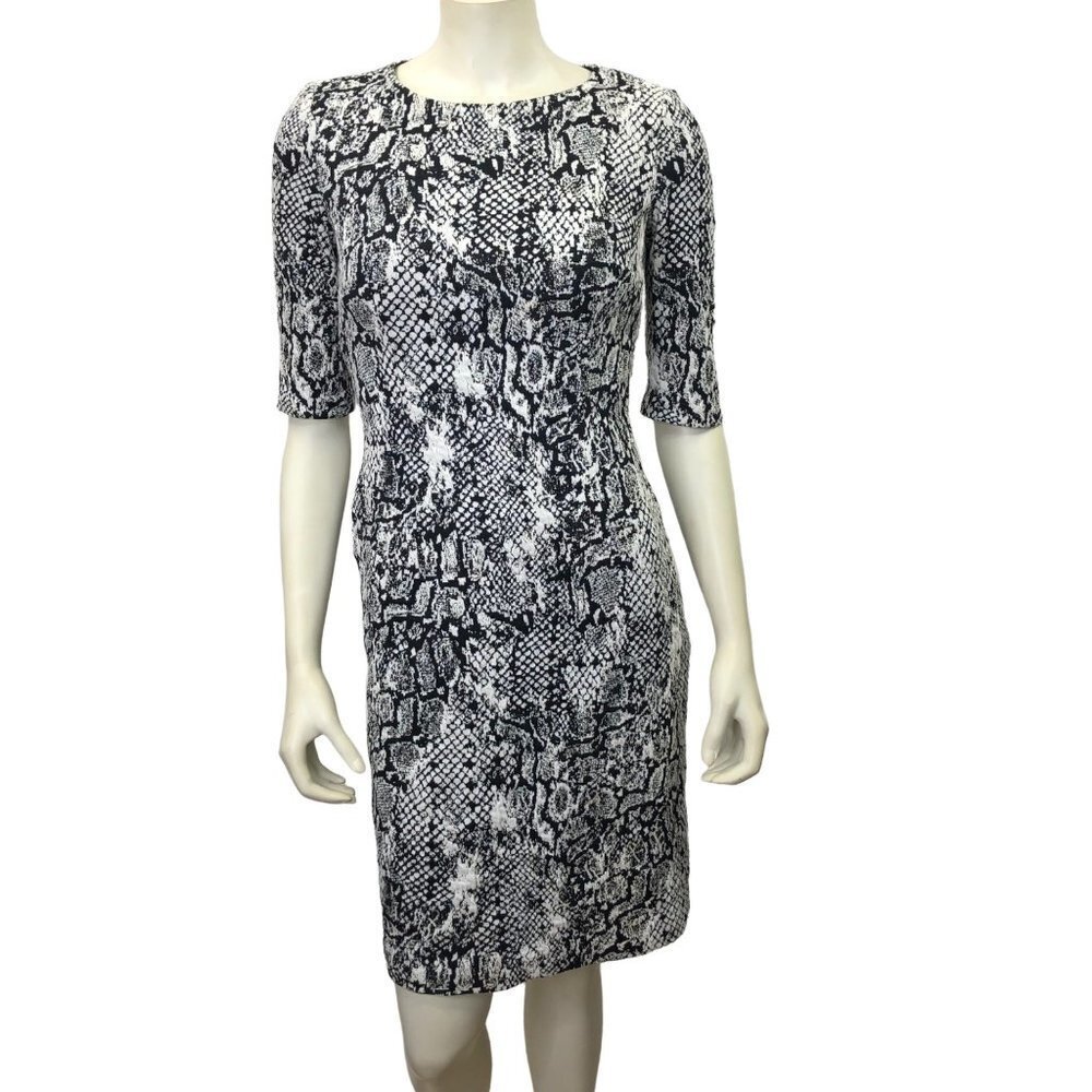 BETSEY JOHSON PRINTED SHEATH ELBOW LENGHT SLEEVE DRESS SZ 2